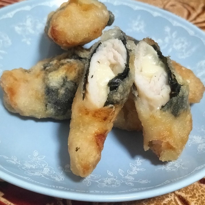 鶏むね肉で簡単作り置き♪チーズと大葉で節約磯辺揚げ